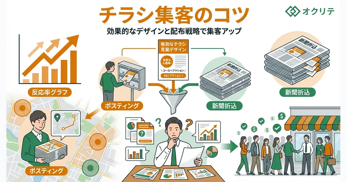 チラシ集客のコツ｜反応率を上げるデザインと配布方法