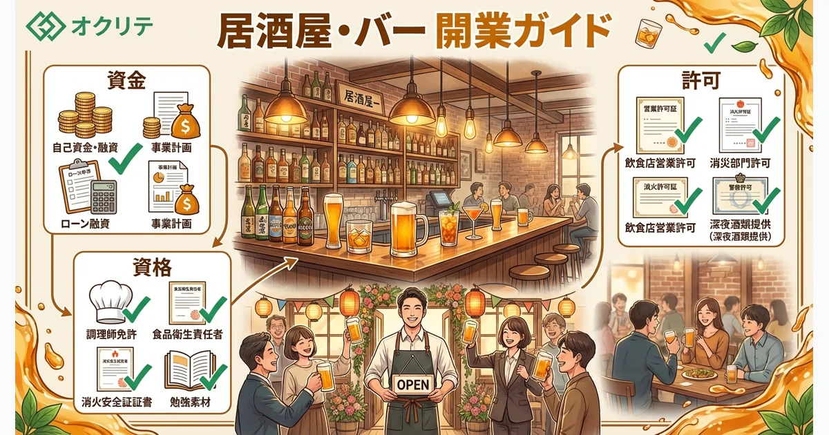 居酒屋・バーの開業ガイド｜資金・資格・成功率を解説